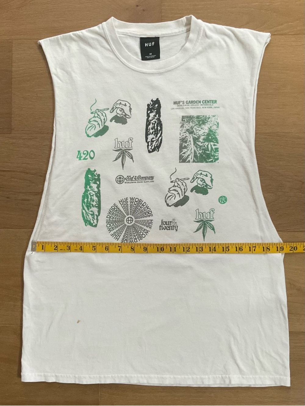 HUF THC: The HUF Company Garden Center 420 Muscle Tank White/Green Print Medium - Picture 6 of 8